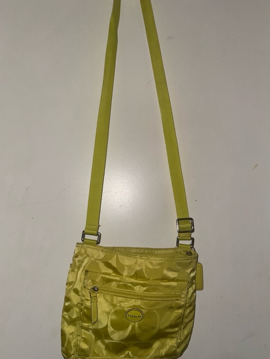 Coach Handbags - Coach Lime Yellow Signature Crossbody Bag